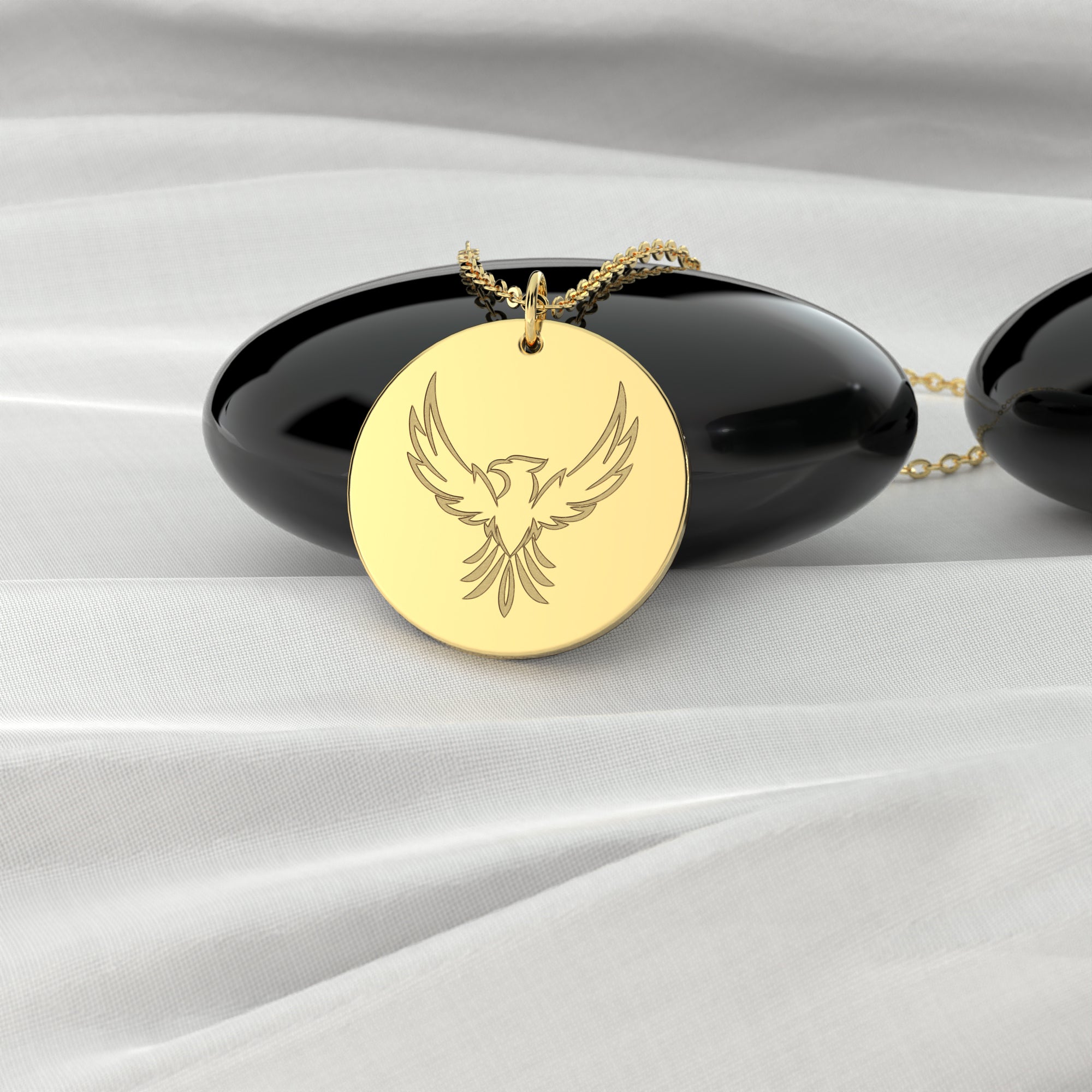 Pure Solid Gold Phoenix Necklace