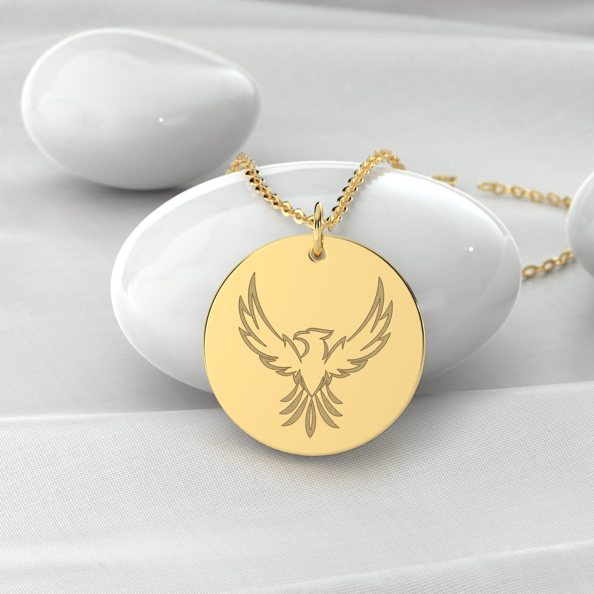 Pure Solid Gold Phoenix Necklace