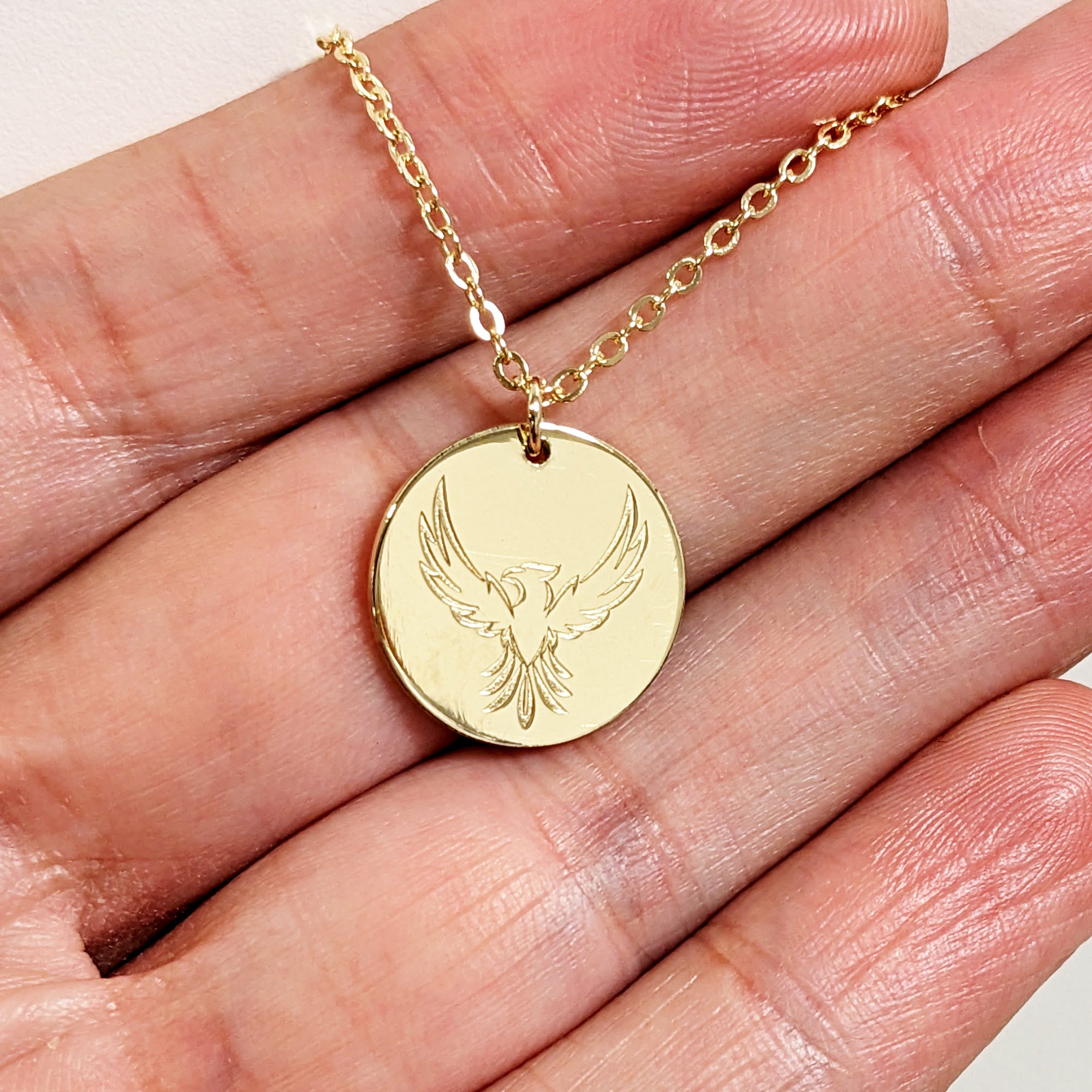 Pure Solid Gold Phoenix Necklace